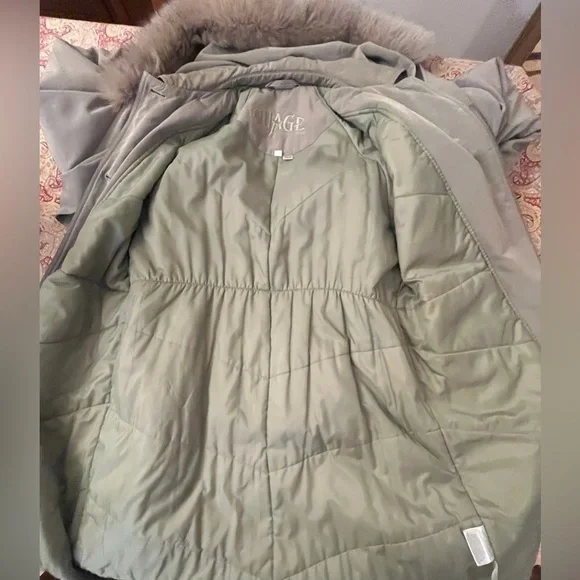 Nuage Long Parka Coat Fox Sage Sz 10 - Picture 5 of 9